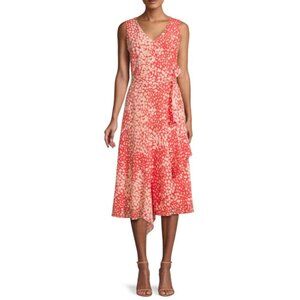 NEW Lafayette 148 New York Telson Silk Midi Dress Women's Sz 12 Coral Pink
